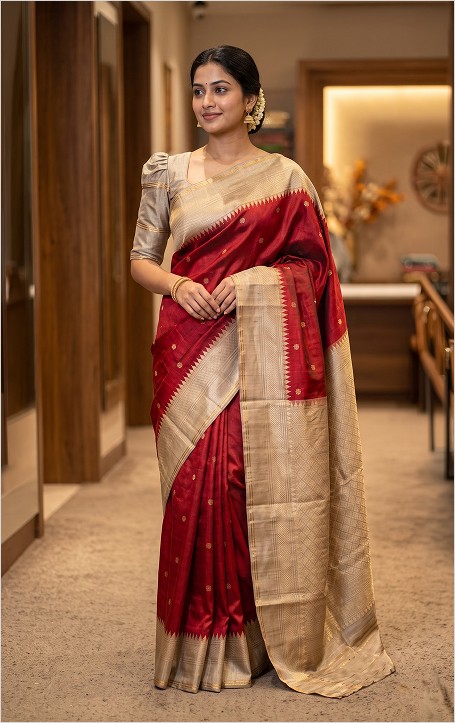 Pure Kanchi silk with silk mark