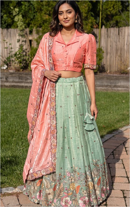 Tissue Fabric Lehenga Set